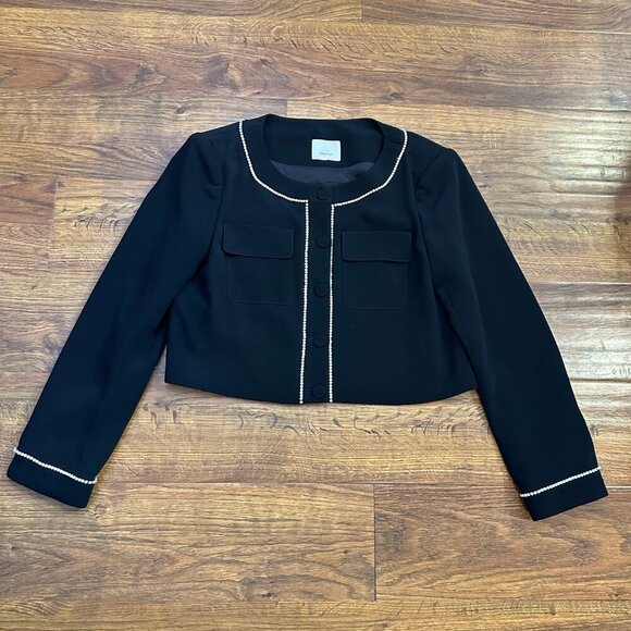 CINQ À SEPT Rina Crystal Rhinstone Cropped Jacket - Picture 4 of 8